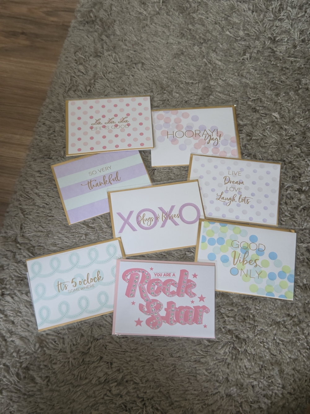 Dominique Pink, Gold, Lavender & Pastel Birthday and Greeting Card Set